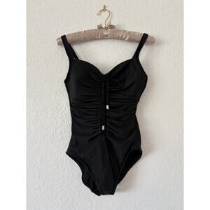 Miraclesuit L60134 Solid Black Rivage One-Piece Swimsuit Women's Size 6